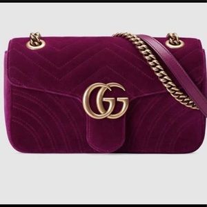 New Gucci Marmont fuchsia velvet bag